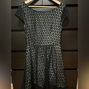Fit-and-Flare Black/White Dress